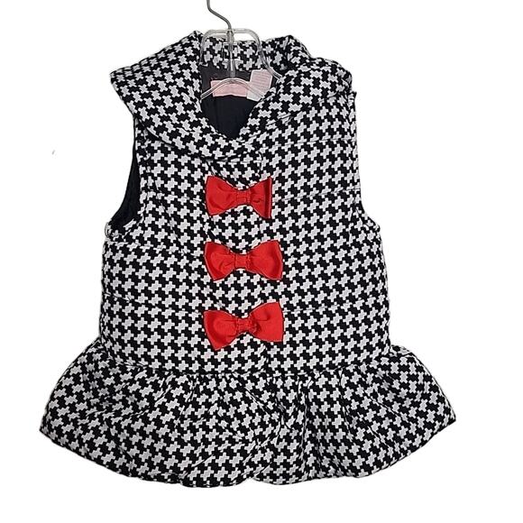 Kids Headquarters Black and White Peplum Puffer Vest, 3T - Picture 1 of 8
